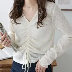 DISCOAT メランジ胸ギャザープルオーバー