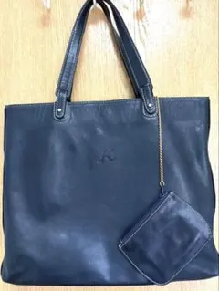 キタムラ2 トートバッグ シボ革 ブラック 黒 Kロゴ A4収納 本革 レザー 