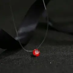 ネックレス 透明 レッド 赤 女性 シンプル ファッショナブル #C616-1