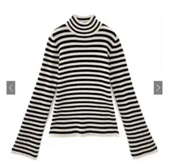 ボーダー柄フレアスリーブリブニットトップス[k9086b] GRL