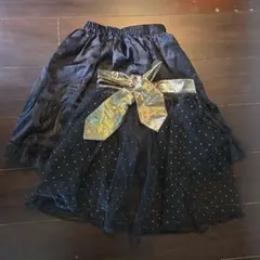黒と金のドット スカート 身長130