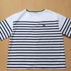 LACOSTE ボーダー Tシャツ 半袖 ホワイト ネイビー レディースのサムネイル