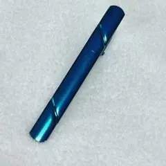 ネクタイピン　ブルー　ビジネス　フォーマル　訳あり　スーツ　斜線　光沢　クリップ