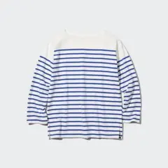 【ユニクロ】 長袖トップス Mサイズ ボーダー カットソー コットン100% 青