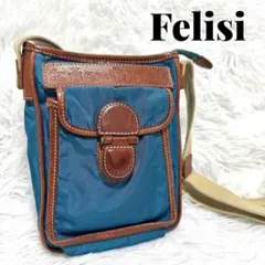 廃盤品】フェリージ ショルダーバッグ ナイロン レザー ブルー F99120 