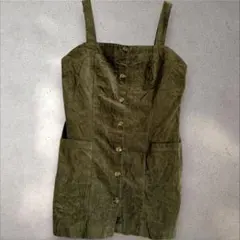 ルー21【XL】美品 希少 コーデュロイ サロペット ワンピース カーキ 完売品