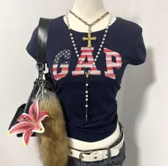 y2k gap スパンコール リブ タンクトップ ピチ 平成ギャル ノームコア