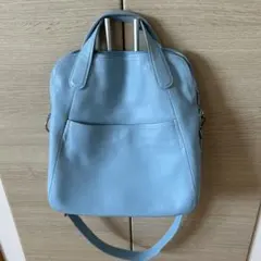 キタムラ　ライトブルー レザー 2WAY ショルダーバッグ　美品　キーホルダー付のサムネイル
