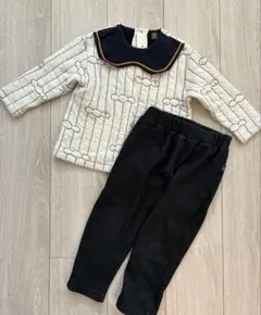 モイモルン　セットアップ　襟付き　110 100 ストライプ　ネイビー