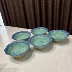 トルコブルー、陶器 小鉢 5客セット 貫入釉 - メルカリ