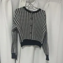 ギンガムチェック長袖カーディガン　GU