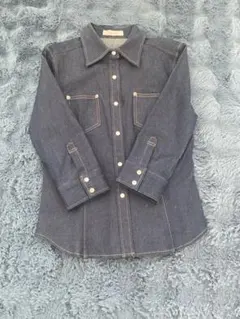 ダークブルーデニム ボタンアップシャツ