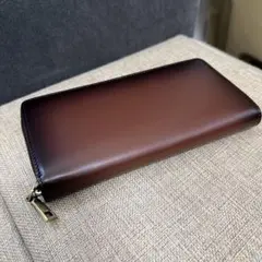 本革 長財布 ラウンドファスナー ブラウン