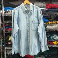 00sヴィンテージUSA古着 ワーク刺繍入り デニムシャツ