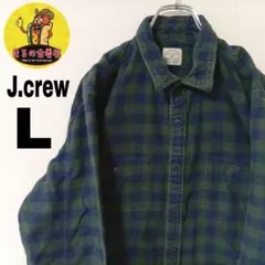 USA古着 J.crew　ネルシャツL　グリーンネイビー　チェック