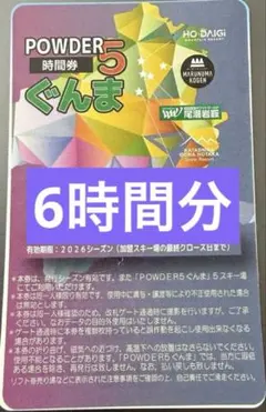 POWDER5 ぐんま 10時間券（未使用）1枚 パウダー5 Yahoo!オークション - 「powder5ぐんま」の落札相場・落札価格