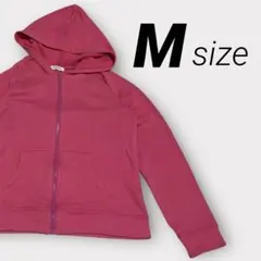 ピンク フード付き フルジップパーカー