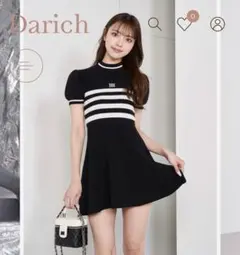 Darich ボーダーニットフレアワンピース