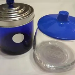 コカ・コーラ ガラスキャニスター ＆ ブルーガラス容器 2点セット　レトロ