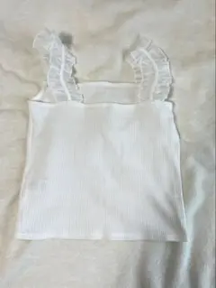 ホワイトリブ編みキャミソール