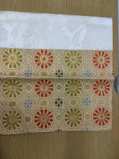 花柄 袋帯 オレンジ　打敷(うちしき) 仏具