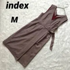 【インデックス】 千鳥格子 ノースリーブワンピース ウエストリボン カシュクール