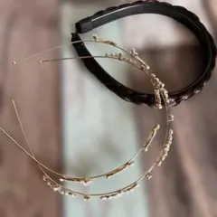 金色の花飾りヘアバンド3つセット