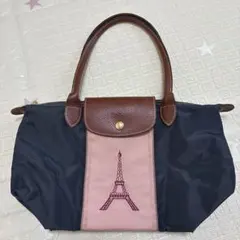 新品未使用ロンシャン プリアージュ M ブラックピンク エッフェル塔