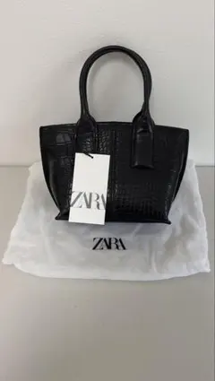 ZARA ブラック ハンドバッグ クロコダイル風