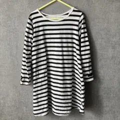 白黒ストライプ 長袖ワンピース120㎝