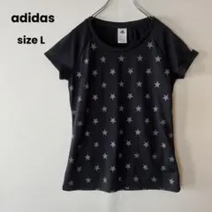 adidas 星柄 Tシャツ トレーニングウェア ランニング スポーツ 黒 L
