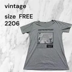 英字プリント 半袖Tシャツ グレー フリーサイズ 古着プリントTシャツ シンプル