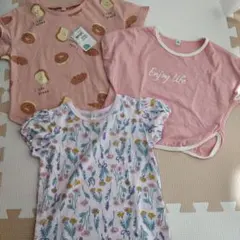 女の子 半袖Tシャツ 90 3枚セット 西松屋 ピンク 花柄 夏服 新品あり