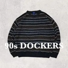 【90s】DOCKERS 総柄　アクリル　セーター　古着　ビンテージ　ニット