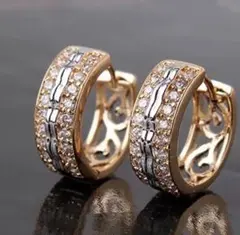 382 ゴールド フープ ピアス K18 ダイヤ 韓国 結婚式 ブライダル