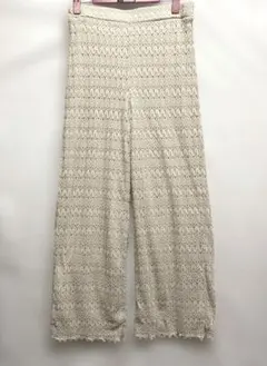 イージーパンツ レース柄ベージュ