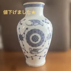 大倉陶園 OKURA 金彩呉須更紗鳥絵 フラワーベース 花瓶 インテリアのサムネイル