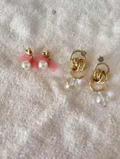 パールとゴールドのピアスセット