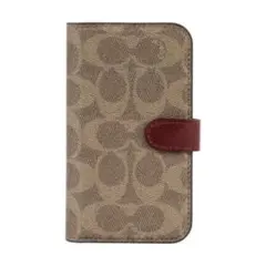 COACH iPhone 14 手帳型ケース シグネチャーカーキ柄 シール付き