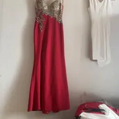 IRMA赤いビーズ刺繍マーメイドドレス