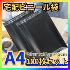A4 宅配ビニール袋 100枚 黒 ブラック テープ付き 梱包袋 宅配用 宅急便