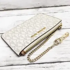 マイケルコース MICHAEL KORS パスケース アイボリー×ブラウン レザ