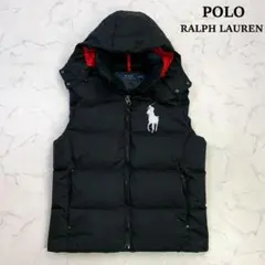 美品★ポロラルフローレン ダウンベスト ビッグポニー刺繍 ブラック M　D910