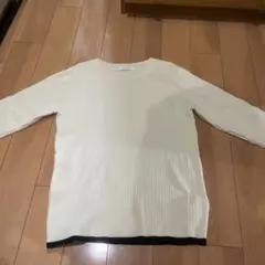 chocol raffine robe リブニット 五分袖 ホワイト
