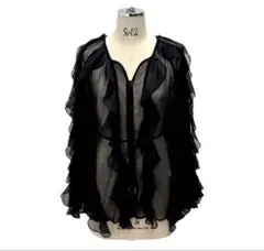 新品タグ付き♡ 【ayane】アヤン♡楊柳シフォンフリルブラウス♡ブラック