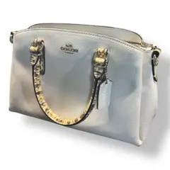 COACH コーチ ホワイト系 ハンドバッグ ストラップ付き おしゃれカラー
