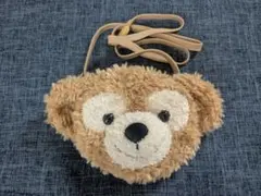 ダッフィー フェイス型 ポーチ コインケース付きパスケース ポシェット　小バッグ