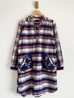 未使用 Final Decisionチェック柄ワンピース 長袖 オルテガ柄