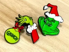 グリンチ クリスマス 顔＆手 2個セット 金属製 ピンバッジ ピンズ #3