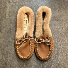 【カナダ製】リアルムートン モカシン スリッポン ブラウン サイズ6（約24cmのサムネイル